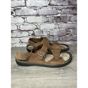 Ecco Cosmo Brown Leather Adjustable Comfort Cork Sandals Men’s Sz 46EU/12.5M US